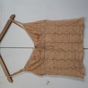 EXPRESS skintone stretch lace camisole with built-in bra L